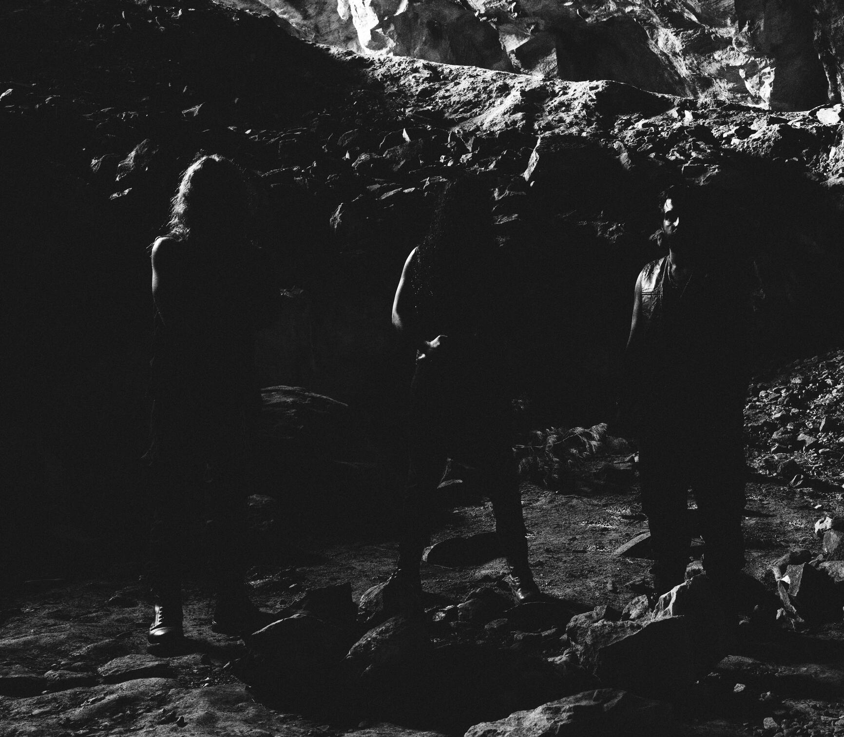 Decipher Greece Band photo in cave Decipher black metal band from Athens